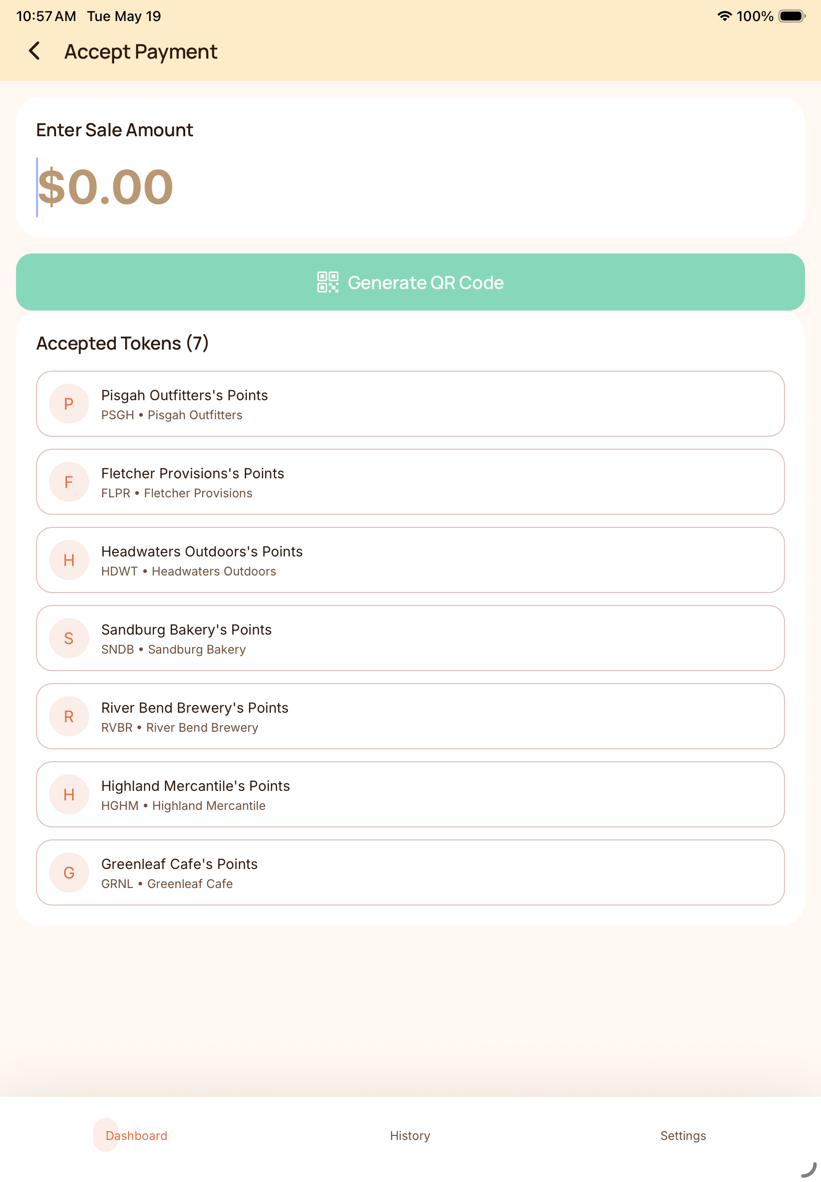 Coupling POS payment entry showing a sale in progress